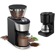 Conical Burr Coffee Grinder Electric, Adjustable Coffee Bean Grinder with 35 Precise Grind Setting for 2-12 Cup, Black Coffee grinder+Coffee maker