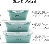 Vista 4 de Lonchera plegable de silicona, contenedor portátil de almacenamiento de alimentos, caja de picnic al aire libre, ahorro de espacio, apta