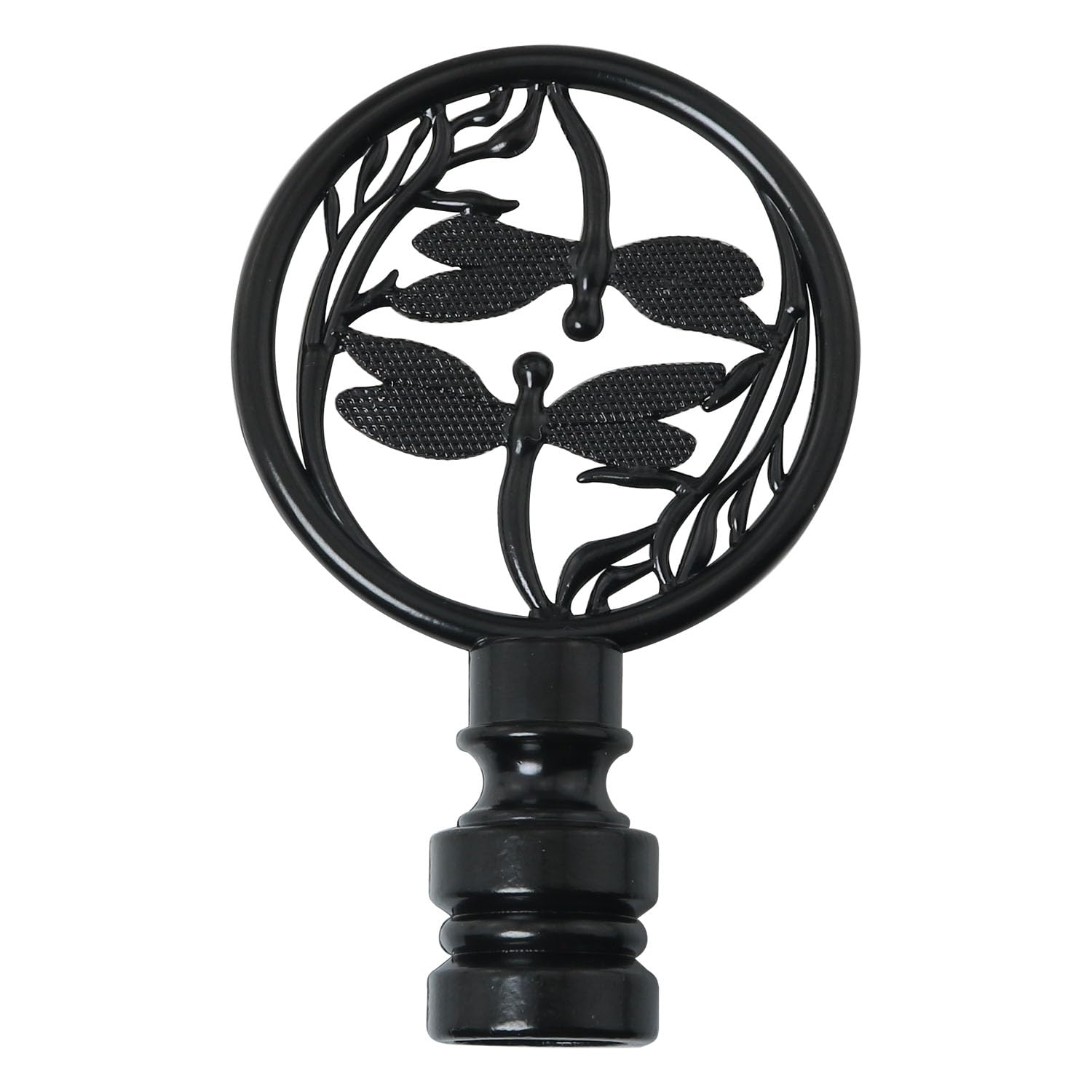DGBRSM Double Dragonflies Lamp Finials Lamp Finial Cap Knob Dragonfly Design Lamp Decoration Hollowing Out Treatment for Lamp Shade, Black