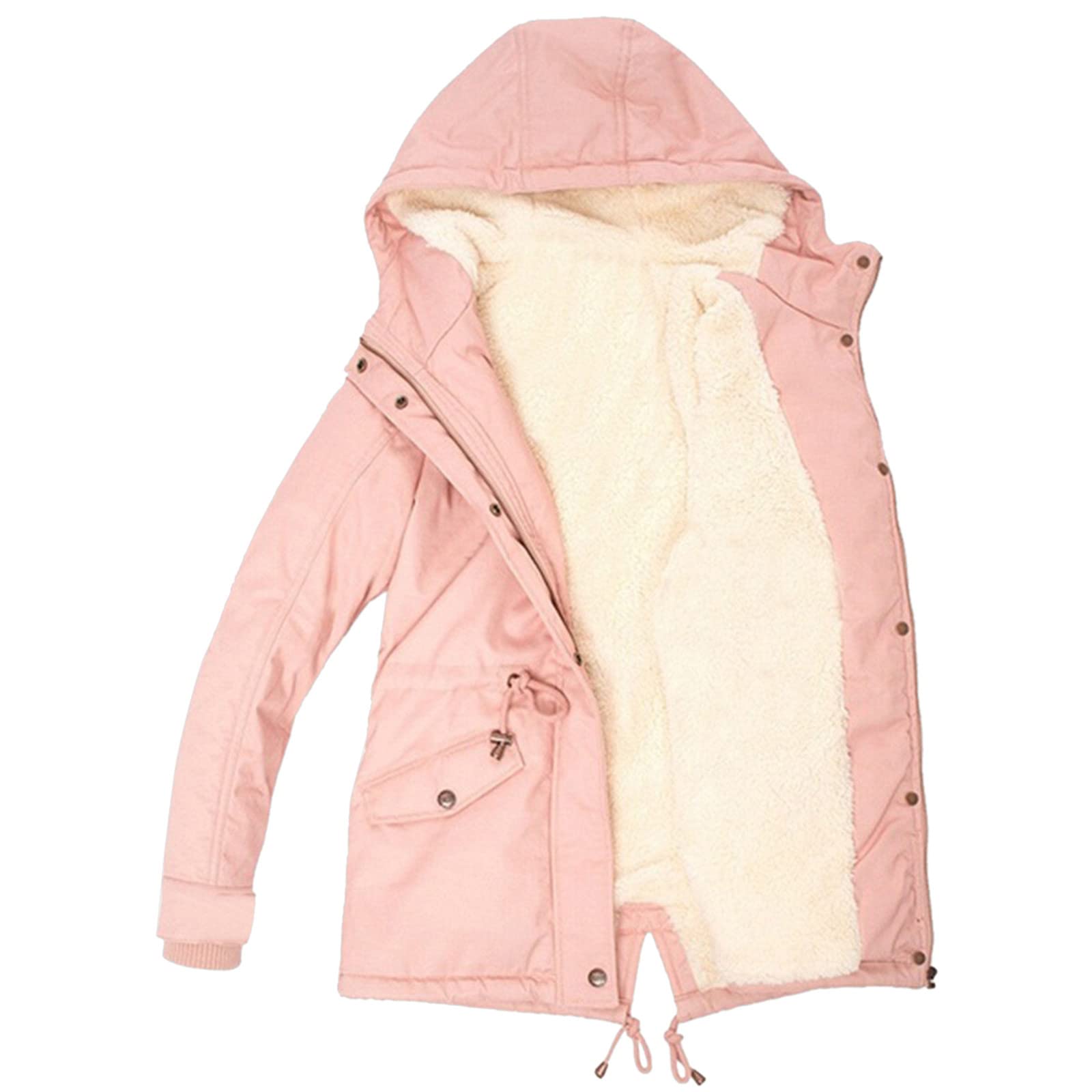 Generisch Damen Plus Size Wintermantel Damenjacke Dicker Outwear gefütterter Kapuzenmantel Warmer Trench Damenmantel