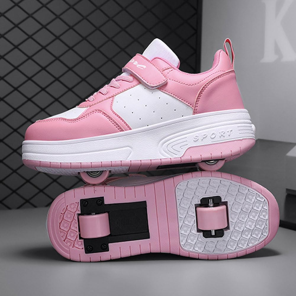Hiseng Schuhe mit Rollen für Mädchen 28-40 EU, Schuhe mit Rollen für Jungen Rollschuhe Schuhe 2-in-1 Roller Schuhe Schuhe mit Rollen Kinder Outdoor Turnschuhe Turnschuhe mit Rollen Versenkbarer