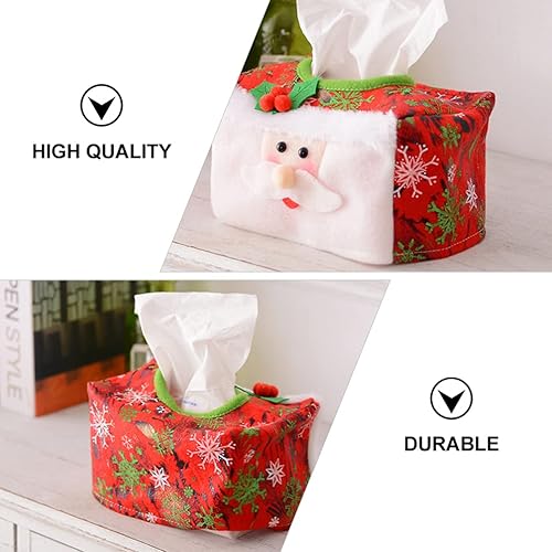 Miniatura 5 de VALICLUD 2 cajas de pañuelos de Navidad para decoración de baño, cocina, color verde, rojo