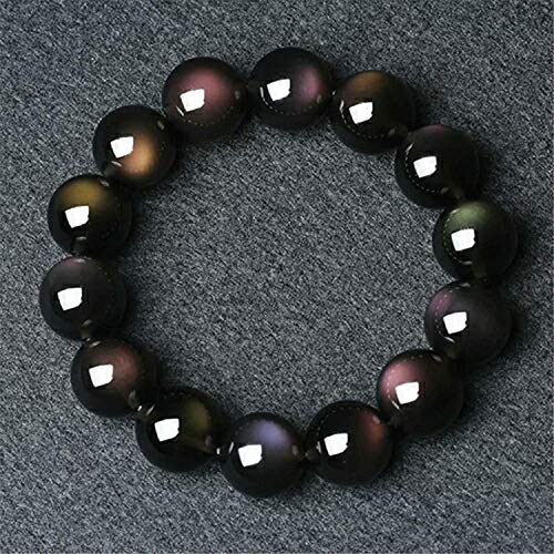 100% Rainbow Light Natural Obsidian Gemstone Crystal Round Bead Bracelet AAAA 16mm2