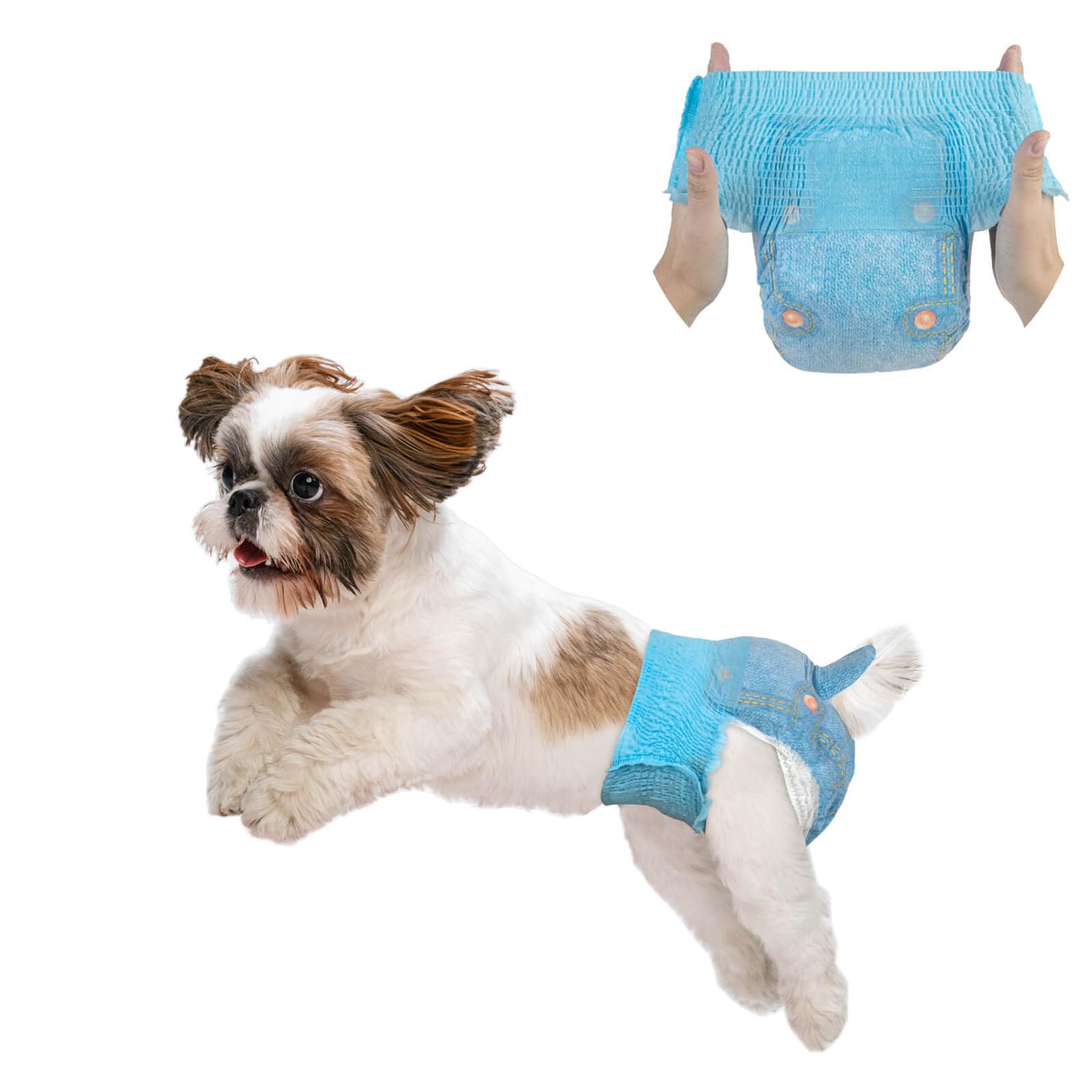 Dono Dog Nappies Female, 60 Pcs, Dog Period Pants with Stretchy Waistband, Pull up Dogie Diapers, Super Absorbent, XS, S, M, L, XL