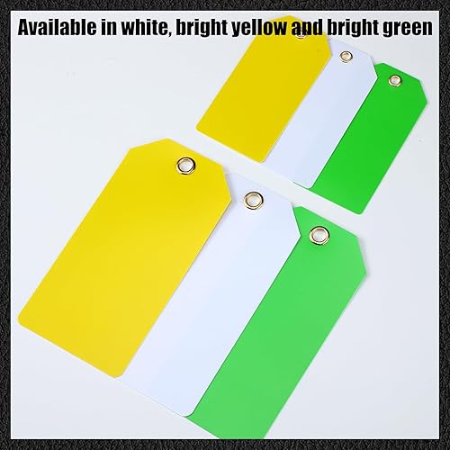 Miniatura 7 de Thyle 500 etiquetas de envío de plástico en blanco con alambre, etiquetas colgantes impermeables con cuerda y agujeros para inventario de equipaje,