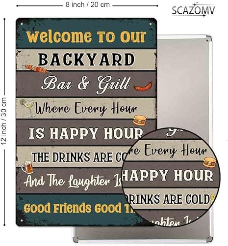 Miniatura 2 de SCAZOMV Letrero de metal con reglas de bar y parrilla de 12 x 16 pulgadas, letrero de reglas divertidas, letrero de metal para porche, decoraciones