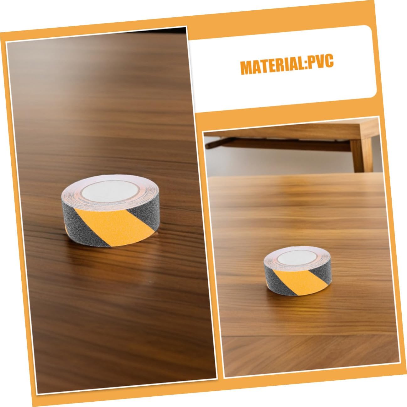 Amosfun Pvc Anti-slip Grip Tape for Stairs 2 Rolls 10m X 50mm Black Yellow Non Skid Tape Strips for Indoor and Outdoor Stair Use
