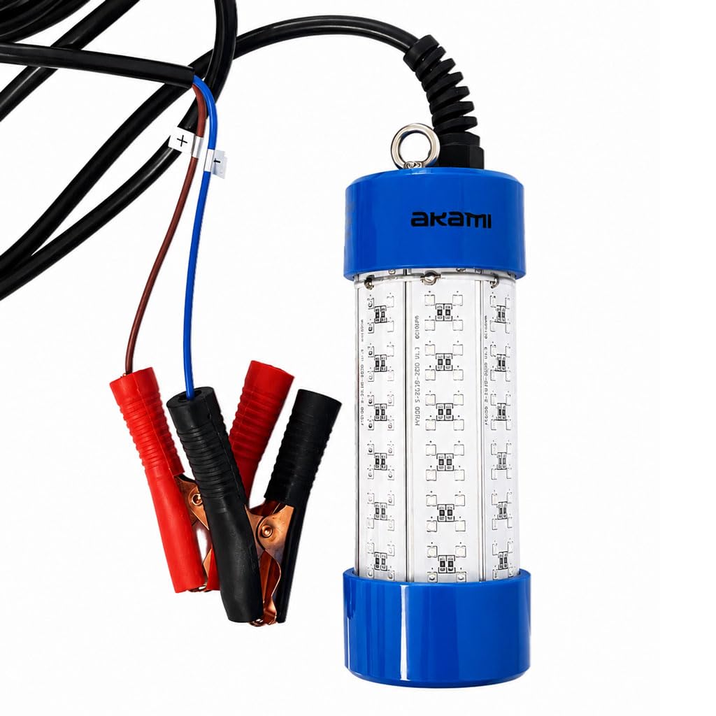 AKAMI LED UNDERWATER FISHING LIGHT Lampada a LED per Pesca Calamari e Seppie - Luce di profondità a Luce Verde o Bianca - Pesca Notturna dalla Barca FINO A 100mt