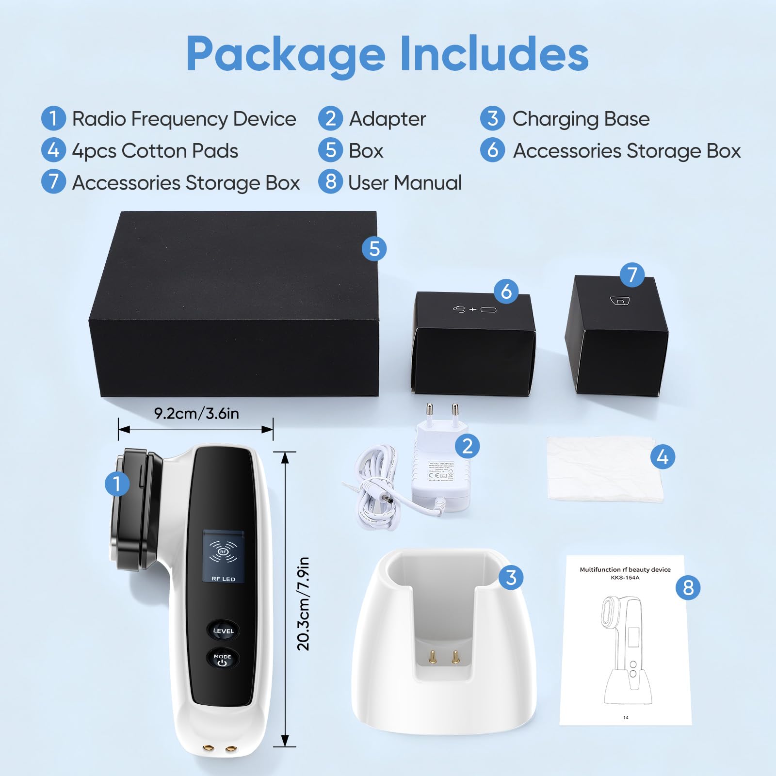 Dispositivo de cuidado de la piel RF 6 en 1, máquina de belleza facial LED 5 niveles de intensidad, Dispositivo de belleza de radiofrecuencia para rostro, vientre, cuello, piernas y brazos