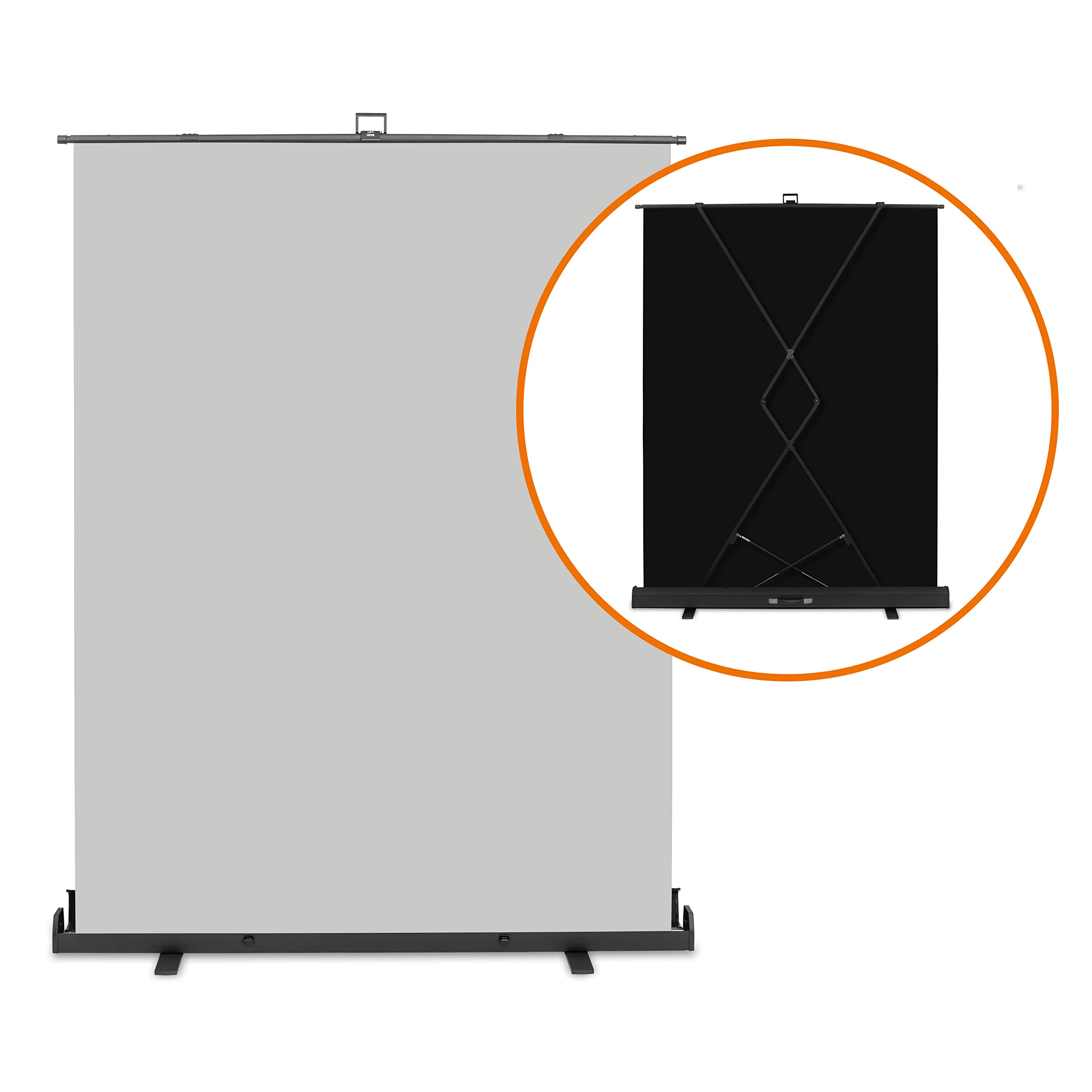 Walimex pro Roll-up Panel Hintergrund grau 165 x 220 cm, Fotohintergrund mit Transportbox, Hintergrundsystem für Fotostudio, knitterfreie Fotoleinwand ideal für Portraits und dezente Lichtakzente