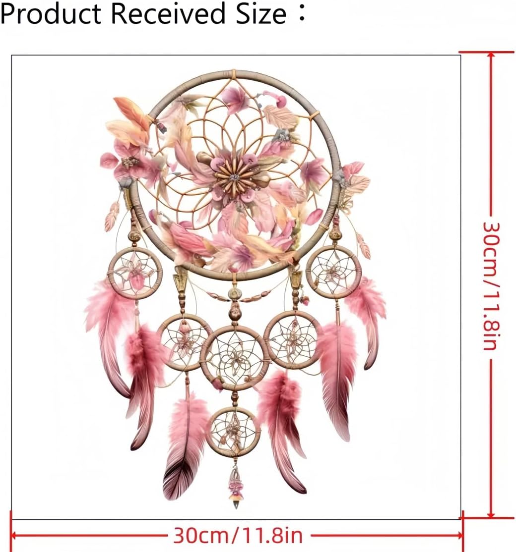 Dream Catcher Toilet Cover Sticker Decals,Flower leaf bird Waterproof Toilet Lid Tank Seat Decals Cistern Self-Adhesive Bathroom Wall Sticker