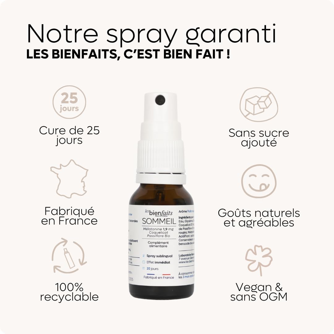 MELATONIN SLEEP SPRAY 0.5MG | Przyczynia się do poprawy jakości snu | Sen i nocne przebudzenie | Młodzież i dorośli | Smak czerwonych owoców | Męczennica i mak
