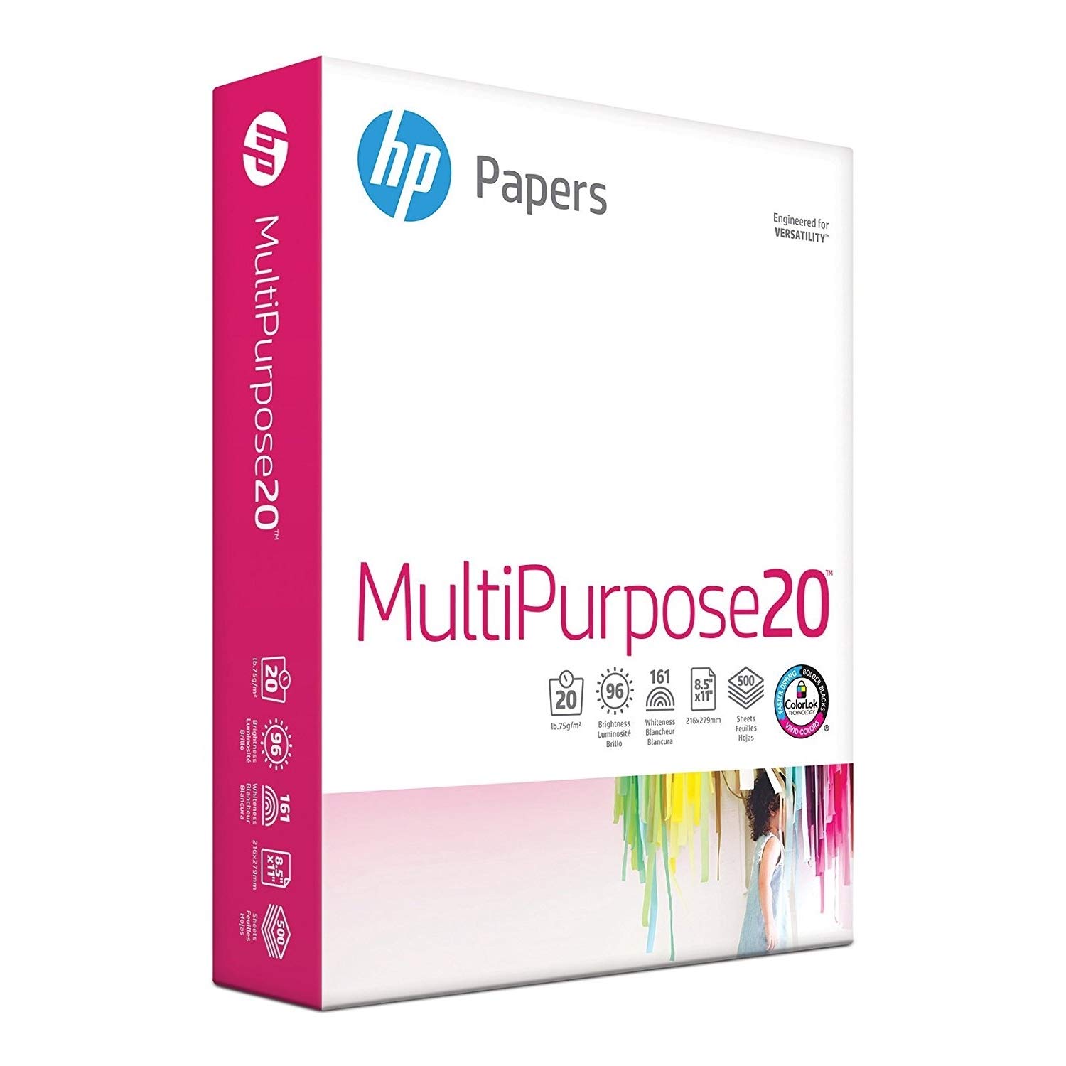 HP Printer Paper, Multipurpose20, 8.5 x 11, Letter, 20lb, 96 Bright, 500 Sheets / 1 Ream (212500R)
