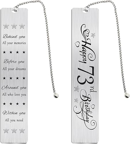 Regalos de feliz cumpleaños 73 para mujeres y hombres, marcador de cumpleaños de 73 años, ideas de regalo de tarjeta de cumpleaños de 73 años, marca