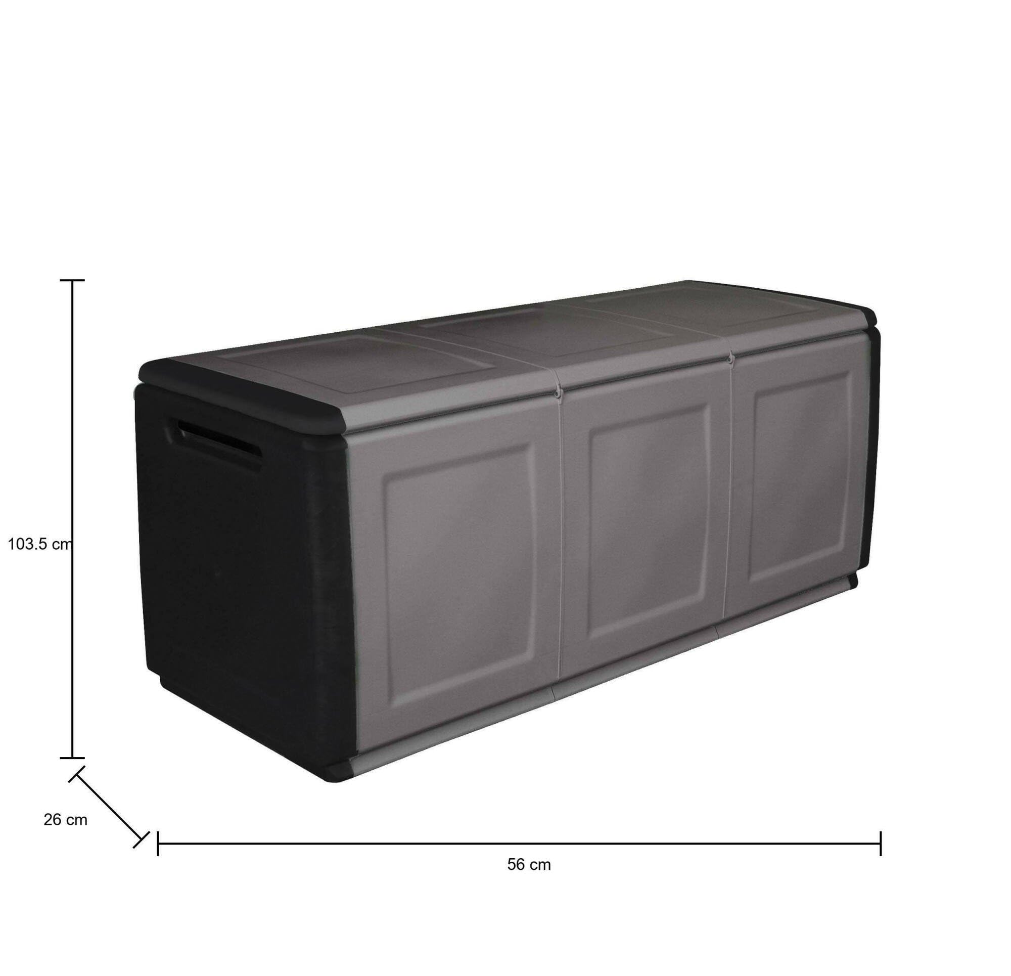 Dmora Baúl Zele, Cómoda multiusos, Baúl de almacenamiento, Caja de almacenamiento, 100% Made in Italy, 138x53h57 cm, Gris claro y negro