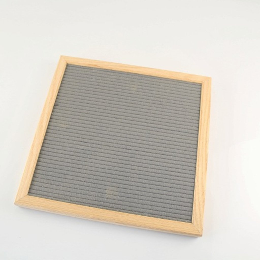 SILNOVO® Solid Oak Framed Felt Letter Board Message Board Home Bar 10 x 10 Gray