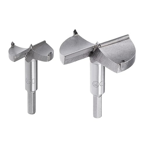 uxcell Forstner Juego de brocas de 1.969 in de diámetro y 2.953 in de diámetro. Abridor de taladro de sierra de carburo de tungsteno, abridor de