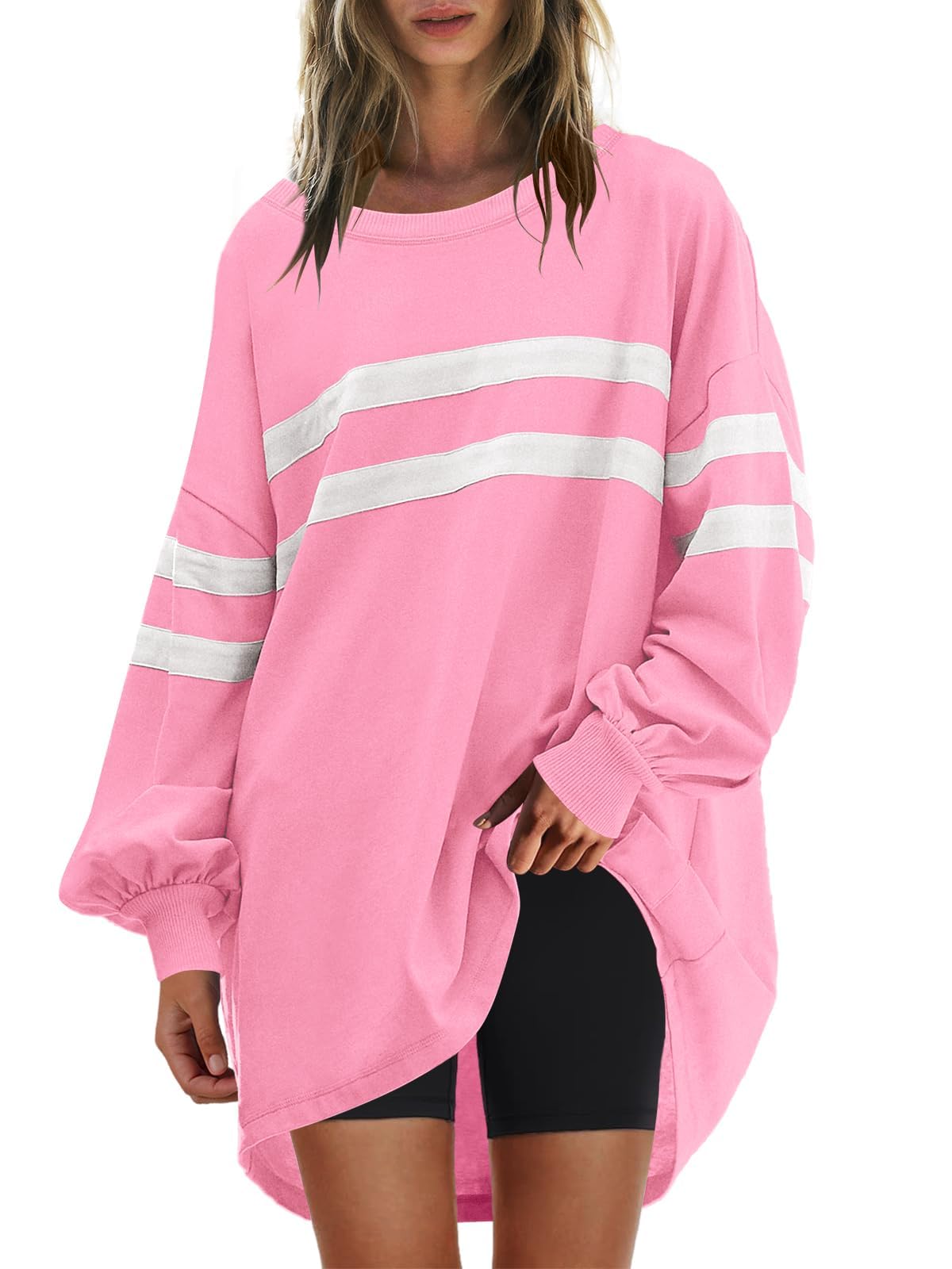 peassa Womens Oversized Striped Sweatshirts Long Sleeve Crewneck Pullover Tops Casual Comfy Fall Shirts