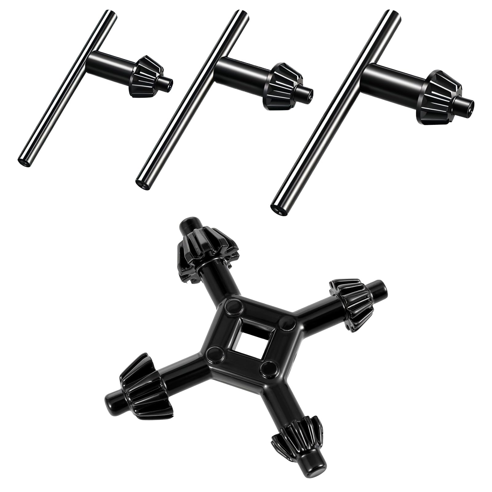 4PCS Drill Chuck, Drill Chuck Key, Wrench Set, 4 in 1 Drills Press Chuck Keys Replacement, Carbon Steel Drills Bit Key for Electric Drill Clamping Tool of 10mm, 13mm, 16mm in Diameter