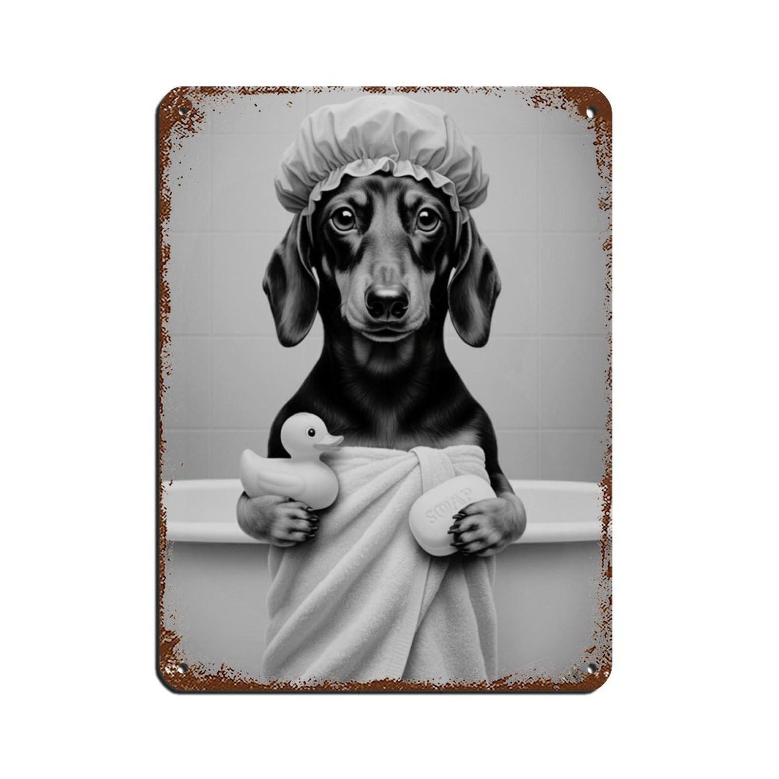 Dachshund Weenie Bathroom Art Retro Poster Metal Tin Sign Chic Art Retro Iron Painting Bar People Cave Cafe Family Garage Poster Wall Decoration 12x16inch(30x40cm)