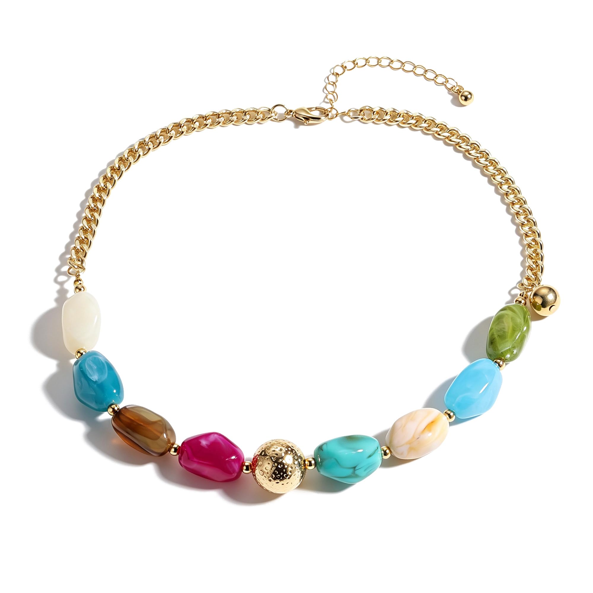 Marova Collana di perline multicolore per le donne | Collana di perline da donna con perline colorate in resina, un design leggero, uno stile alla moda