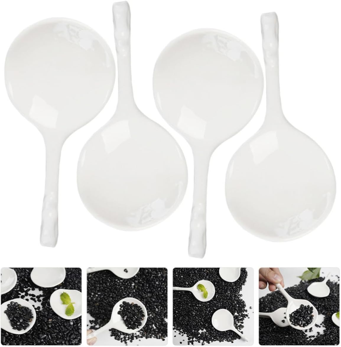4pcs White Ceramic Chopstick Rest for Spoon and Chopsticks
