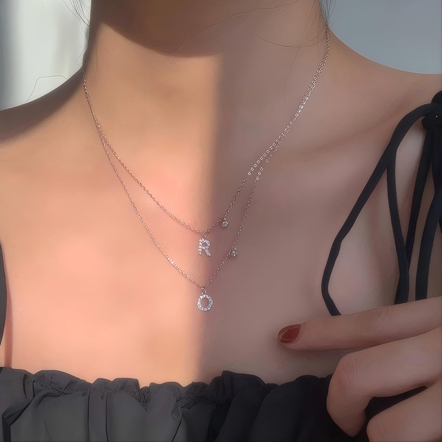 GUOYU 26 Collana Iniziale Lettera di Compleanno da Donne Ragazze, Collana con Lettera in Zirconi d'Argento Ciondolo, Personalizzazione Idee Regalo di Compleanno Celebrazione