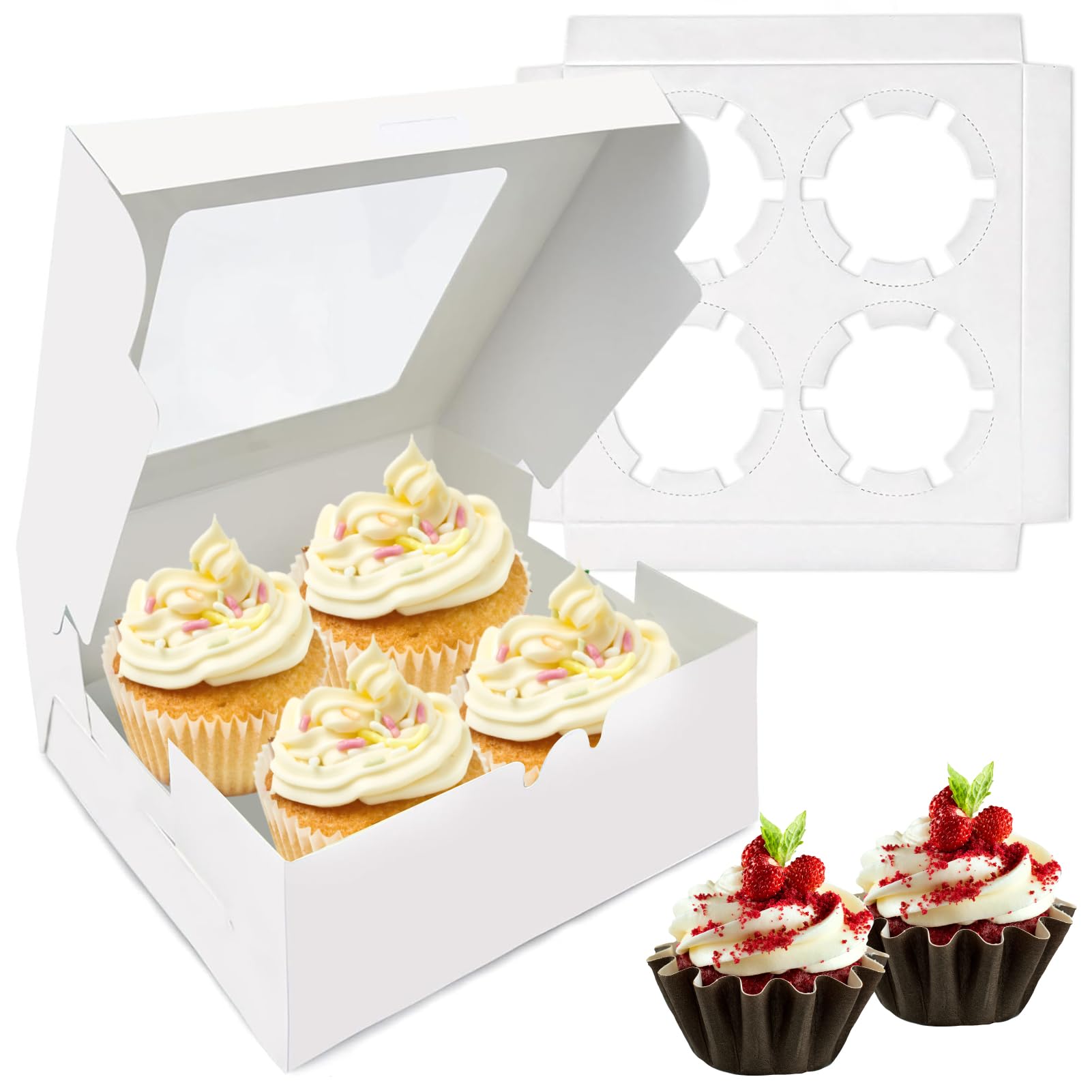 Confezione regalo da 12 pezzi contenori per Cupcake 12 fori porta Cupcake in plastica trasparente scatole per torte per Cupcakes muffin fornure per feste di matrimonio  15
