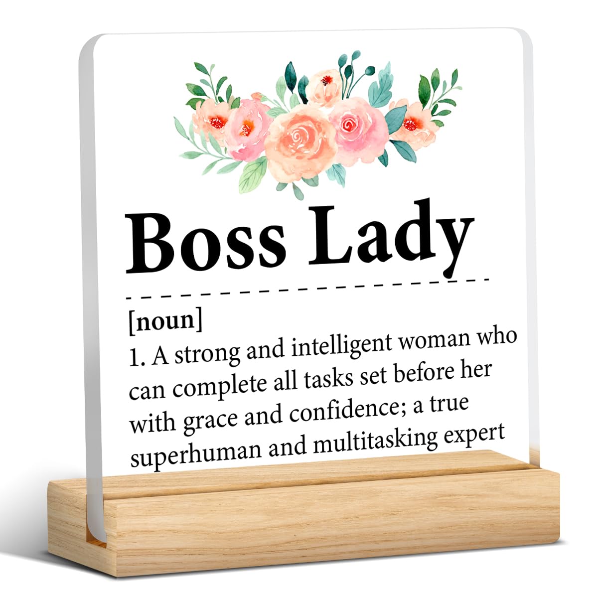 Best Boss Lady Gift Clear Desk Decorative Sign Boss Lady Definition Acrylic Plaque Sign 4x4 Inch Sign Home Office Desk Decor, Thank You Gift for Boss Lady