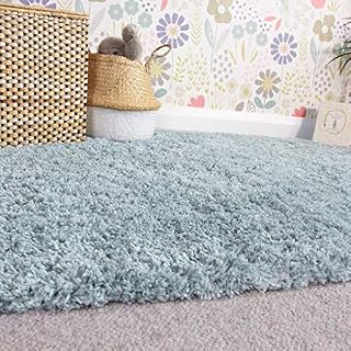 Luxury Fluffy Duck Egg Blue Shaggy Childrens Bedroom Rug Thick Plush Soft Teenage Room Durable Playroom Area Rugs