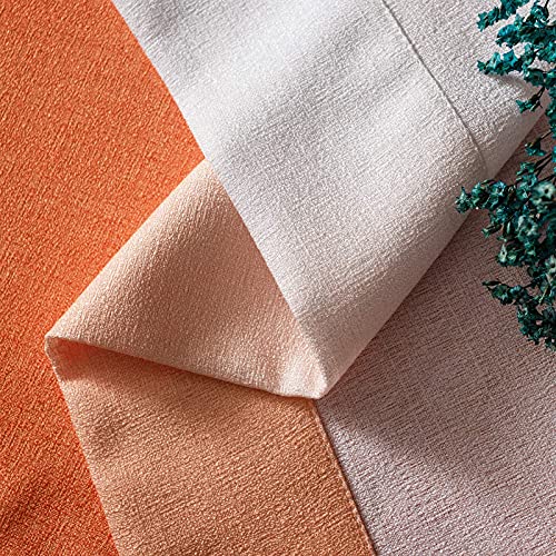 Melodieux Linen Ombre Semi Sheer Curtains 96 Inches Long For Living Room, Orange White Horizontal Gradient Grommet Voile Drapes, 52 X 96 Inch, 2 Panels #TOP6