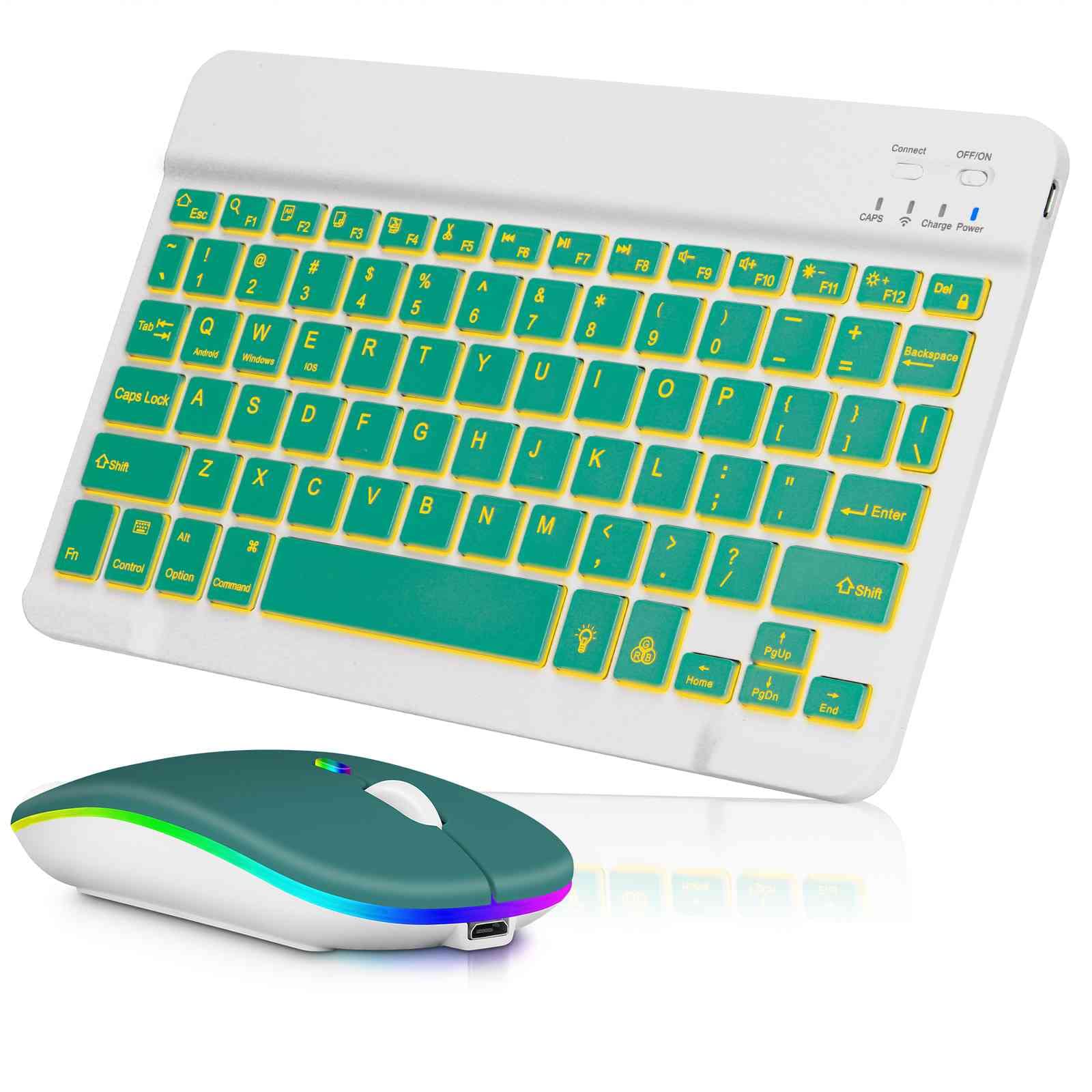 UX030 Lightweight Keyboard and Mouse with Background RGB Light, Multi Device Slim Rechargeable Keyboard Bluetooth 5.1 and 2.4GHz Stable Connection Keyboard Compatible with Dell Latitude E6540 Laptop