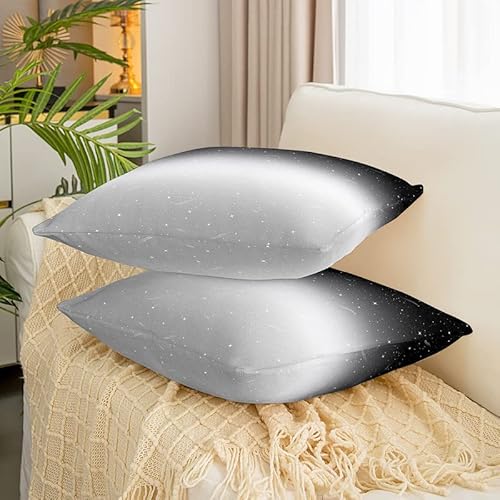 Feelyou Ombre Black Grey White Galaxy Throw Pillow Covers For Couch Sofa Bed, Set Of 2 Modern Decorative Pillows Cushion Covers, Abstract Art Space Outer Sky Pillow Inserts Not Included, 18X18 Inch #TOP2