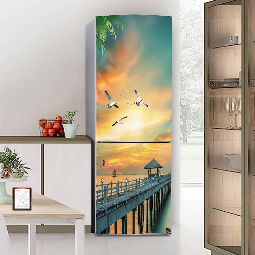 Stickers Meubles PVC Lot De 3 Autocollants Réfrigérateur - Motifs Créatifs - PVC Imperméable - Déco Maison Sticker Meuble