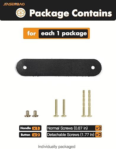 Miniatura 3 de Paquete de 2 tiradores de cuero negro para cajones, manijas de cuero de 3.78 pulgadas, pomos de gabinete para gabinetes de cocina, cajones de baño,