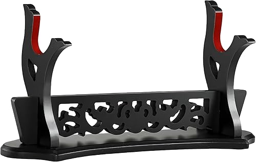 Soporte de espada con patrón hueco, soporte de exhibición de varitas Katana, soporte de soporte de espada samurai (1 nivel)