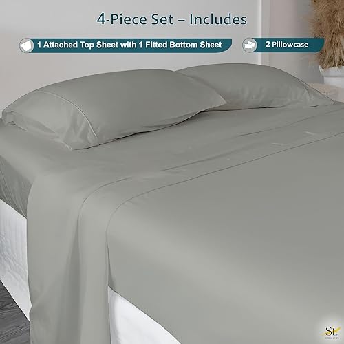 Vista 39 de Shreem Linen California King Waterbed Sheets, 4-Piece 100% Egyptian Cotton Attached Sheet Set with 15" Deep Pocket, Soft & Breathable Bedsheets for