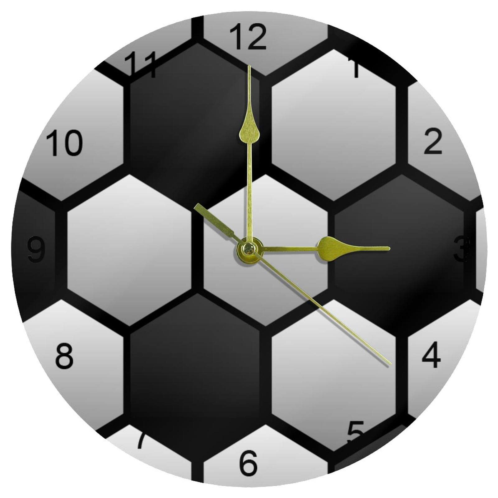Horloge murale silencieuse à quartz de 25,4 cm motif ballon de football