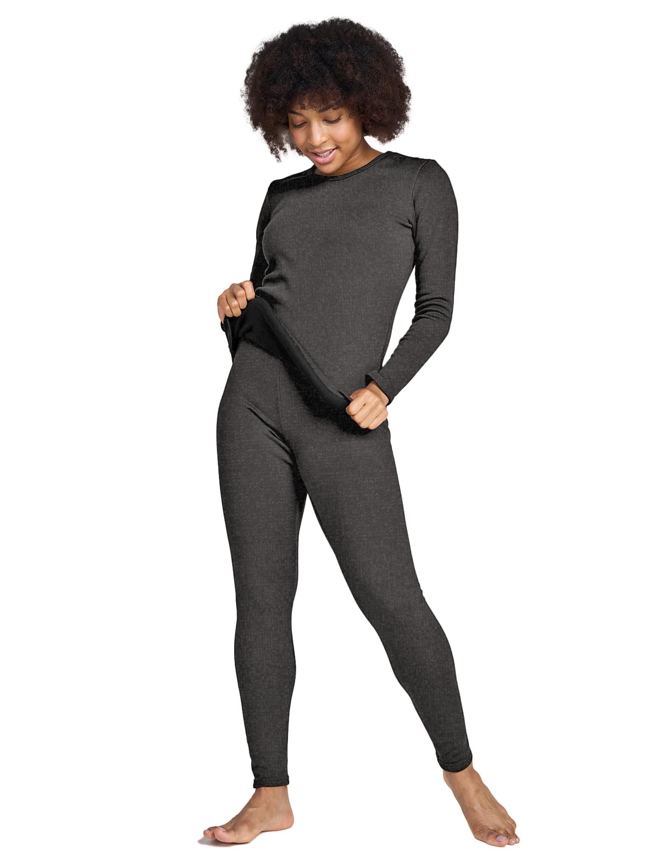 LAPASA Completo Termico Donna Fodera in Micropile Calore Base L17 - Abbigliamento Intimo Invernale Maglietta Pantaloni Calzamaglia Tuta Sci Trekking