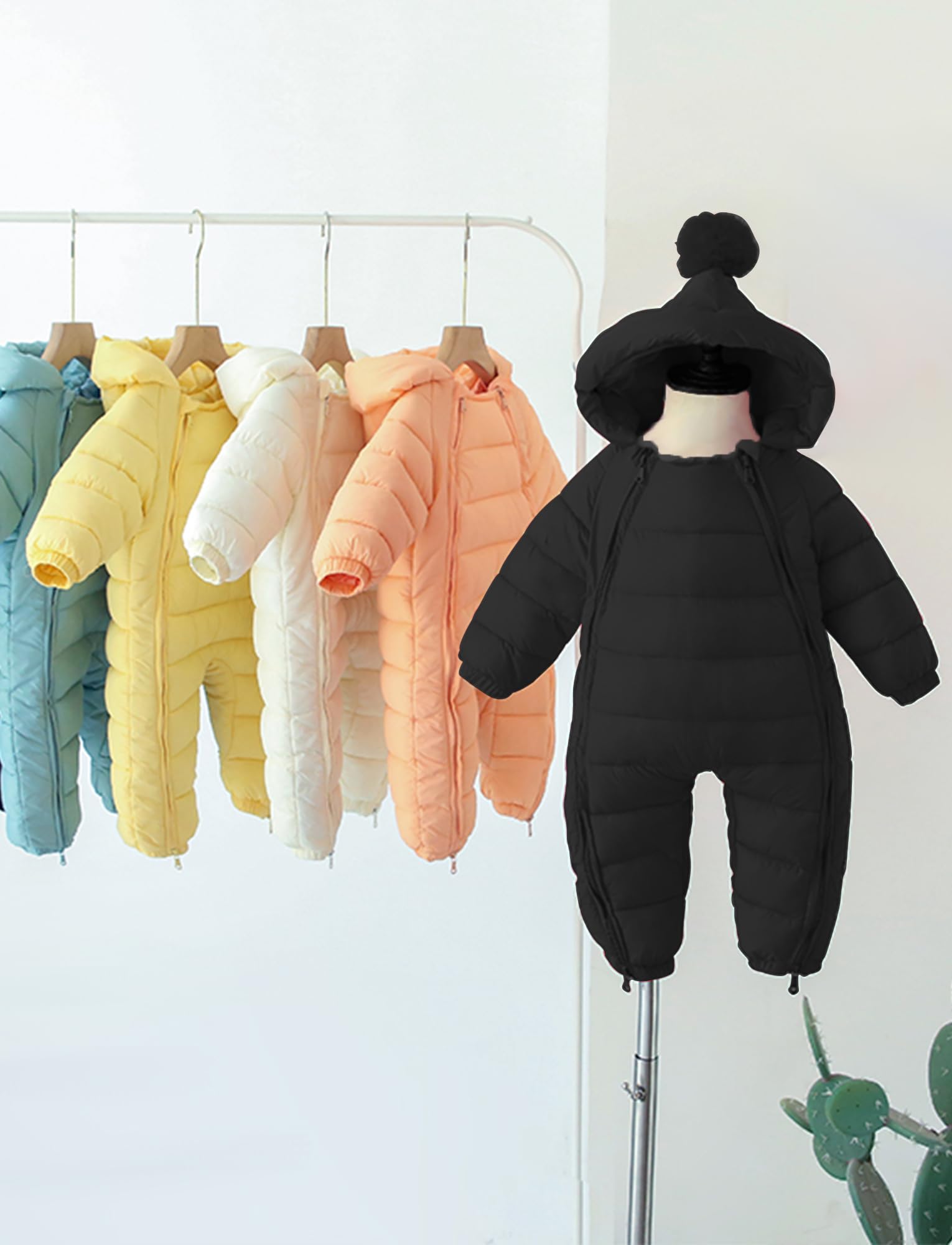 Maeau - Mono de nieve para bebé recién nacido con capucha para bebé y niña, mono de invierno para snowsuit 0-24 meses