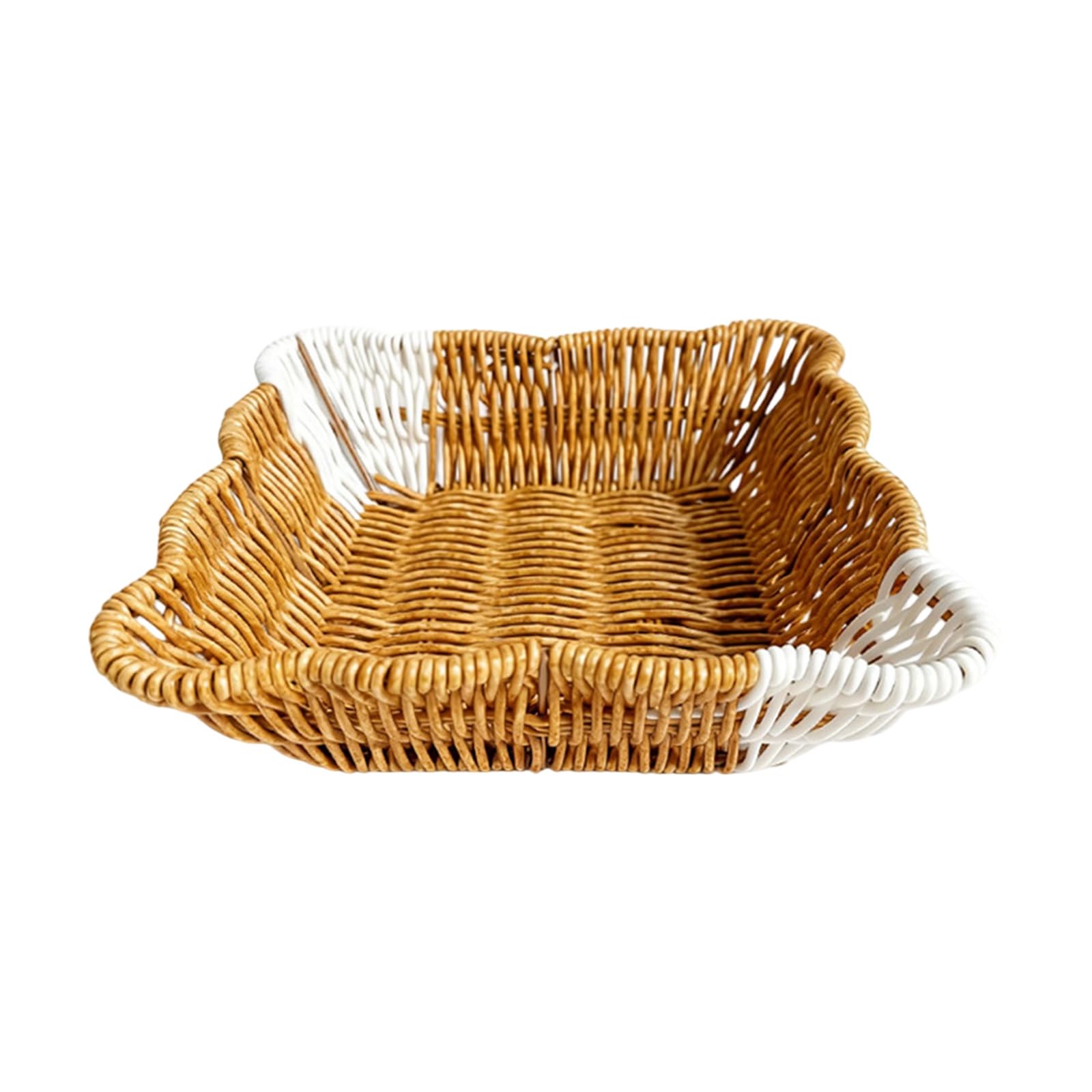 Modern Tone Fruit Tray for Snacks Desserts Sturdy PP Dividers Easy Rattan Serving Bowl Woven Fruit Bowl Rattan Dessert Plate Farmhouse Large Handwoven Dessert Plate Plum Blossom Two Tone Candy Large