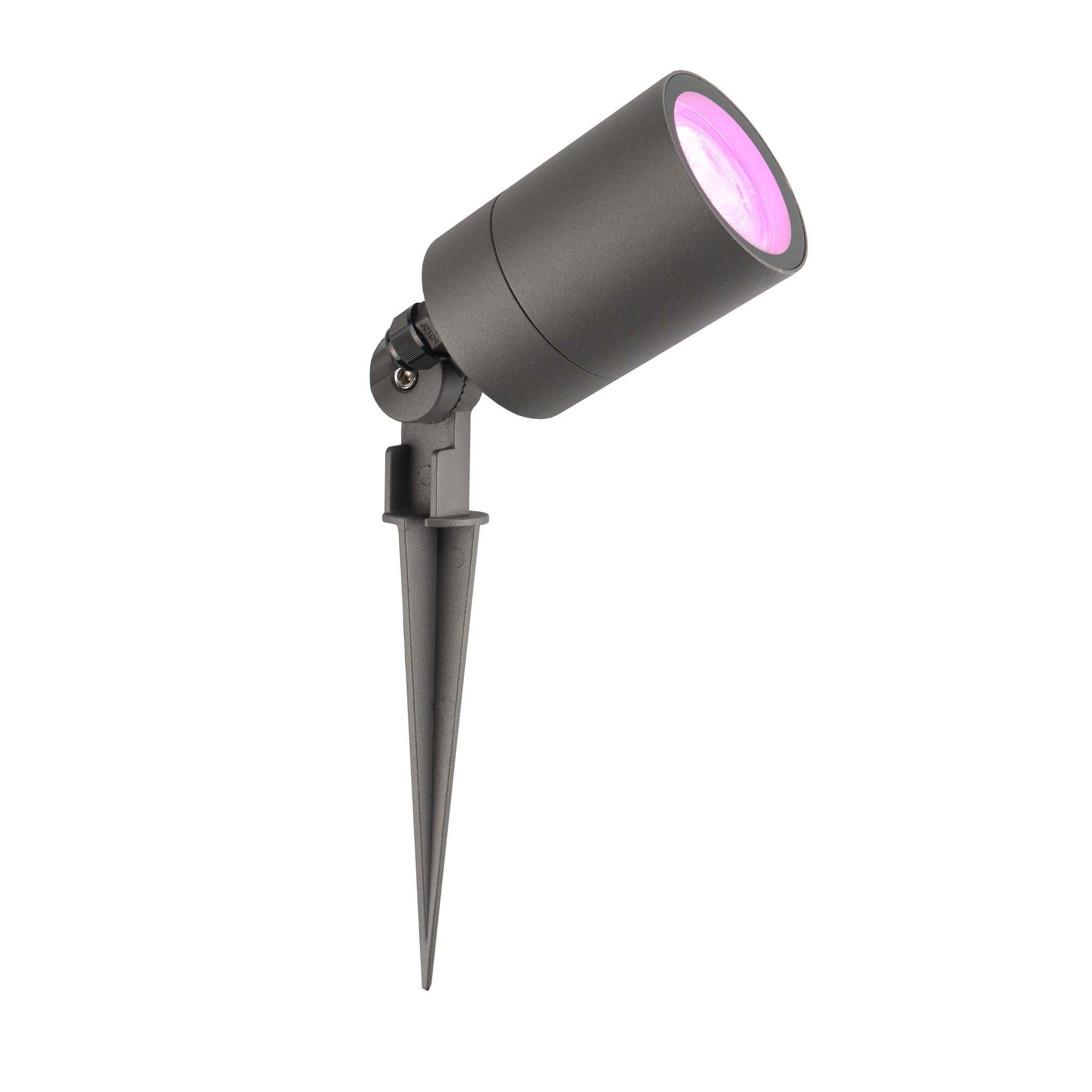 Ledvion - Focos LED de Tierra RGBWW, Antracita, IP65, 5W, RGBWW, Cable de 2 Metros, LED Spotlight, Foco Exterior de Jardín