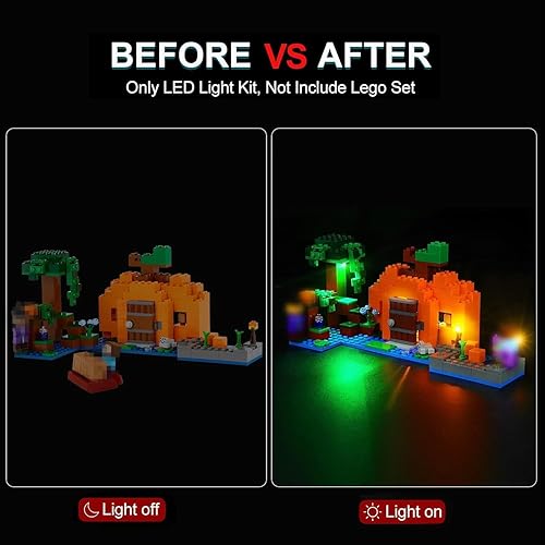 Miniatura 4 de Kit de iluminación LED para Lego Minecraft The Pumpkin Farm 21248, luz LED compatible con modelos de bloques de construcción Lego 21248 (no incluye