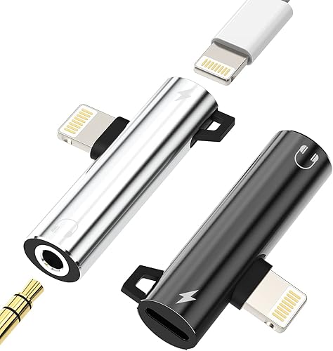 Adaptador de auriculares Lightning a conector de audio AUX de 0.138 in y adaptador de carga para auriculares compatible con iPhone 11 12 13 Mini pro