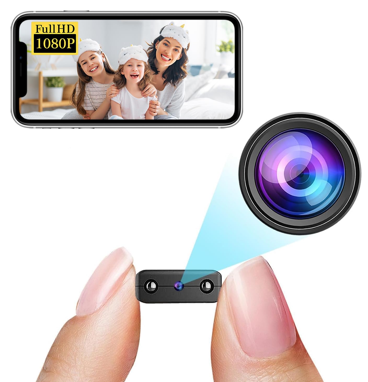 Smallest Wireless WiFi IP Camera,HD1080P Remote Security Camera,Portable Video Recording Live Feed,Smart Baby Monitor with Night Vision,Motion Detection,Cloud Storage for Security with iOS AndroidAPP