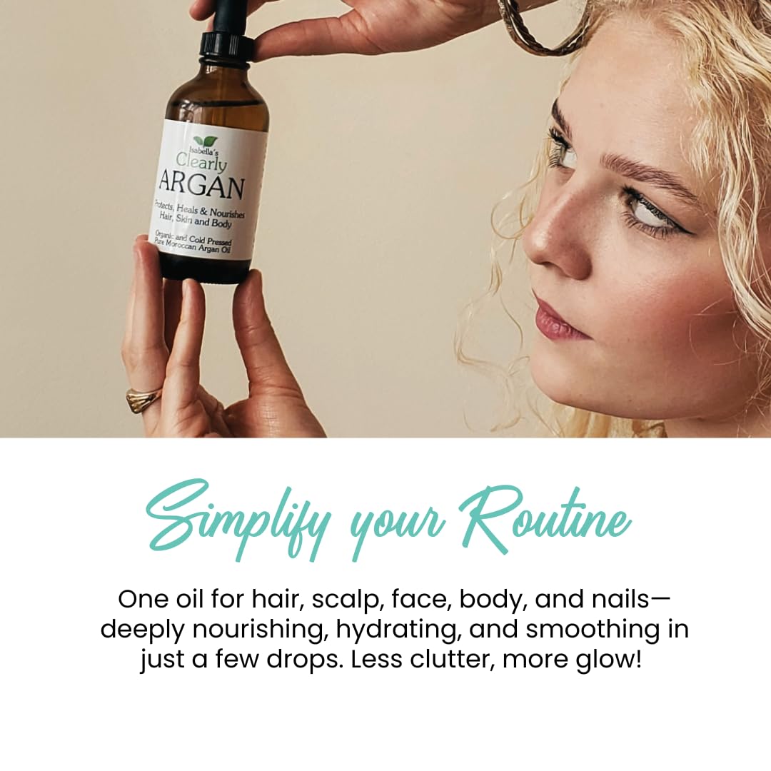 Huile d’Argan Bio du Maroc 100% Pure | Première Pression à Froid | Huile Végétale Visage, Cheveux, Corps & Ongles | Vierge, Non Raffinée | Flacon Verre 120 mL