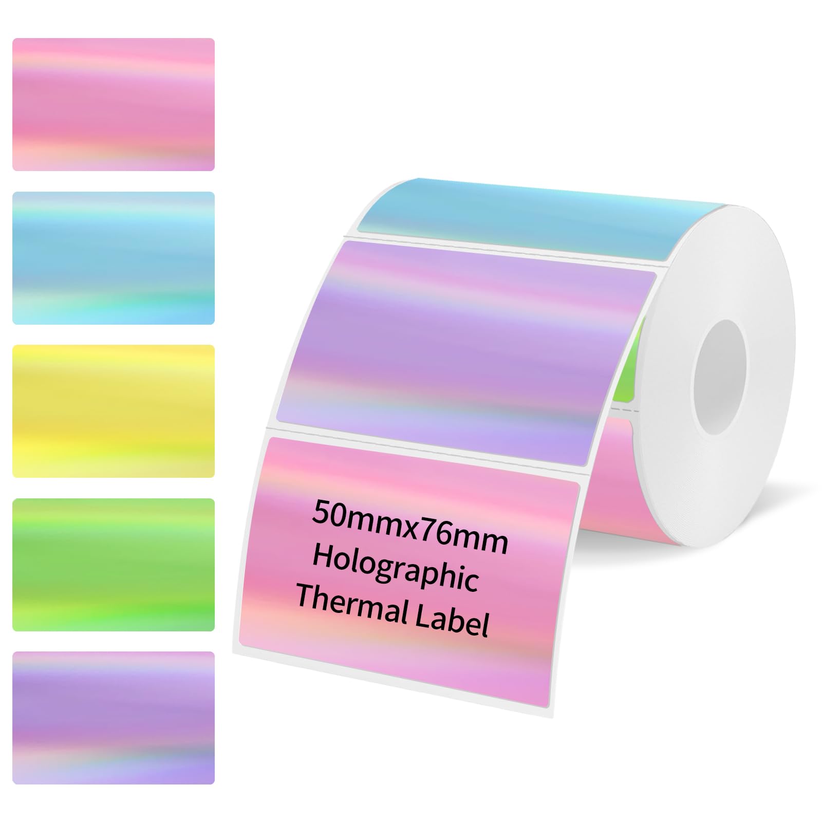 YEGAWEN 3x2 Inch Holographic Thermal Labels, Colorful Direct Thermal Stickers Label, Self-Adhesive Thermals Printer Sticker Labels, Perforation Line Design- 200Pcs/ 1 Roll โ image 1