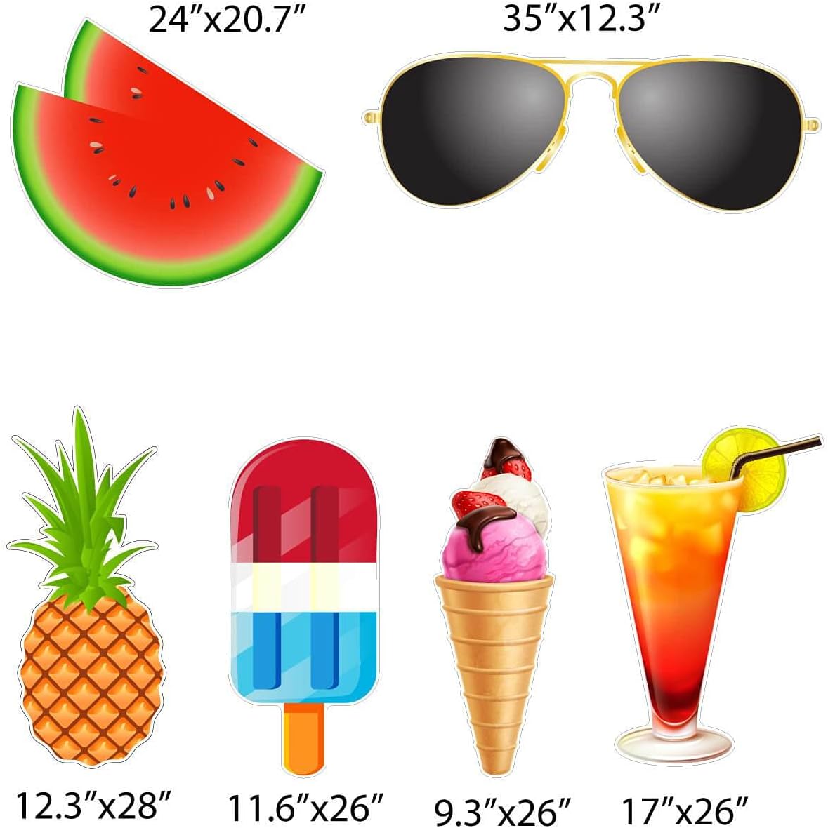 VictoryStore Summer Yard Decorations – 10 Piece Set with Stakes – Outdoor Lawn Signs with Tropical Beach Theme – Waterproof Corrugated Plastic – Made in USA – Birthday, Luau, Pool Party Décor