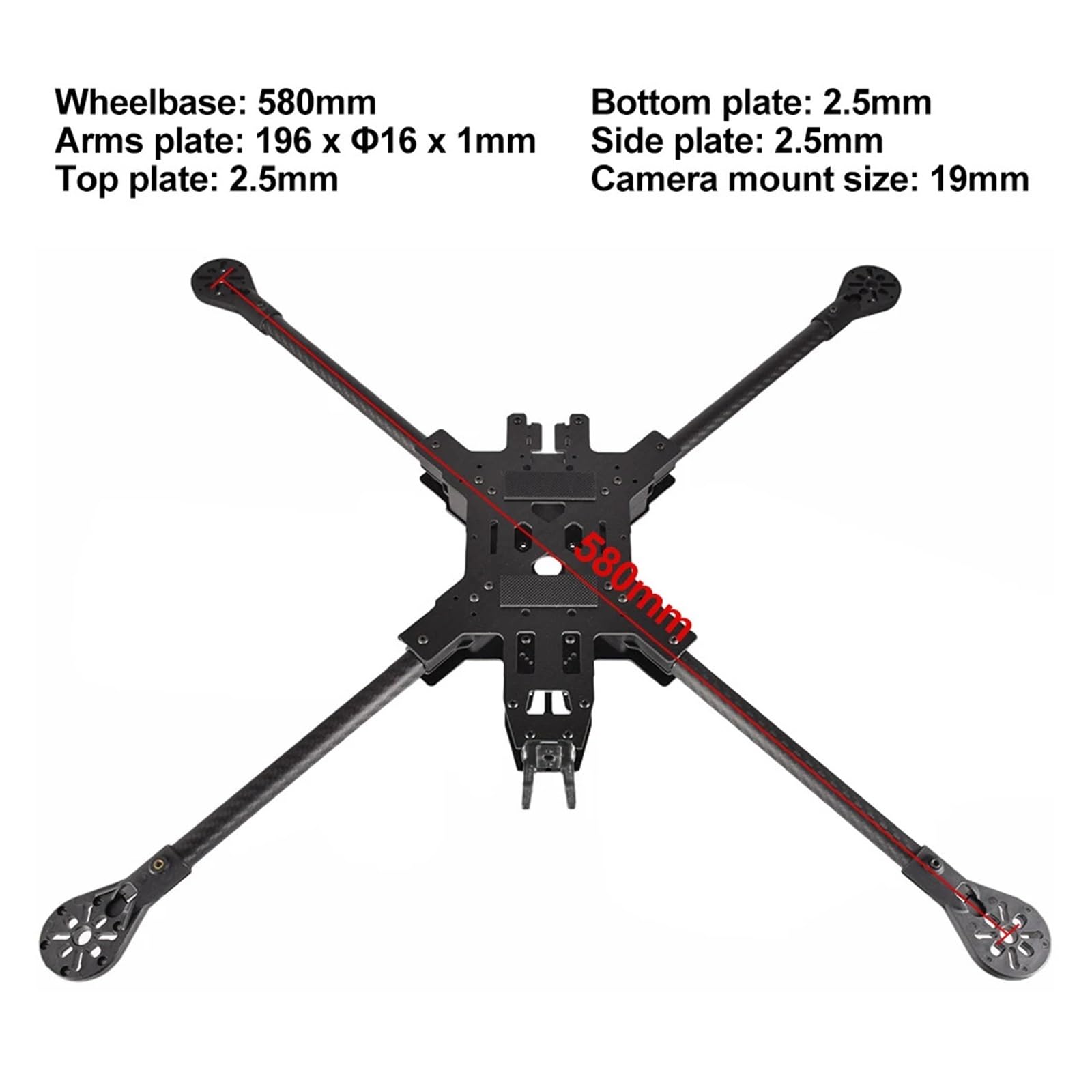 Drone da corsa FPV 15 pollici stile libero quadricottero in fibra di carbonio 580 mm
