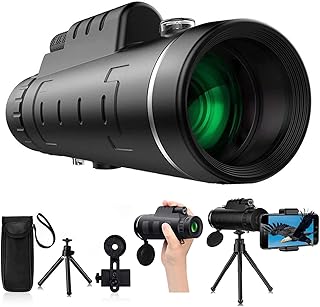 Monocular Telescope, 40X60 High Power HD Dual Focus Monocular Telescope, Waterproof Compact Monocular with Smartphone Holder Tripod, Low Night Vision for Hunting Birdwatching Camping Outdoor Sports